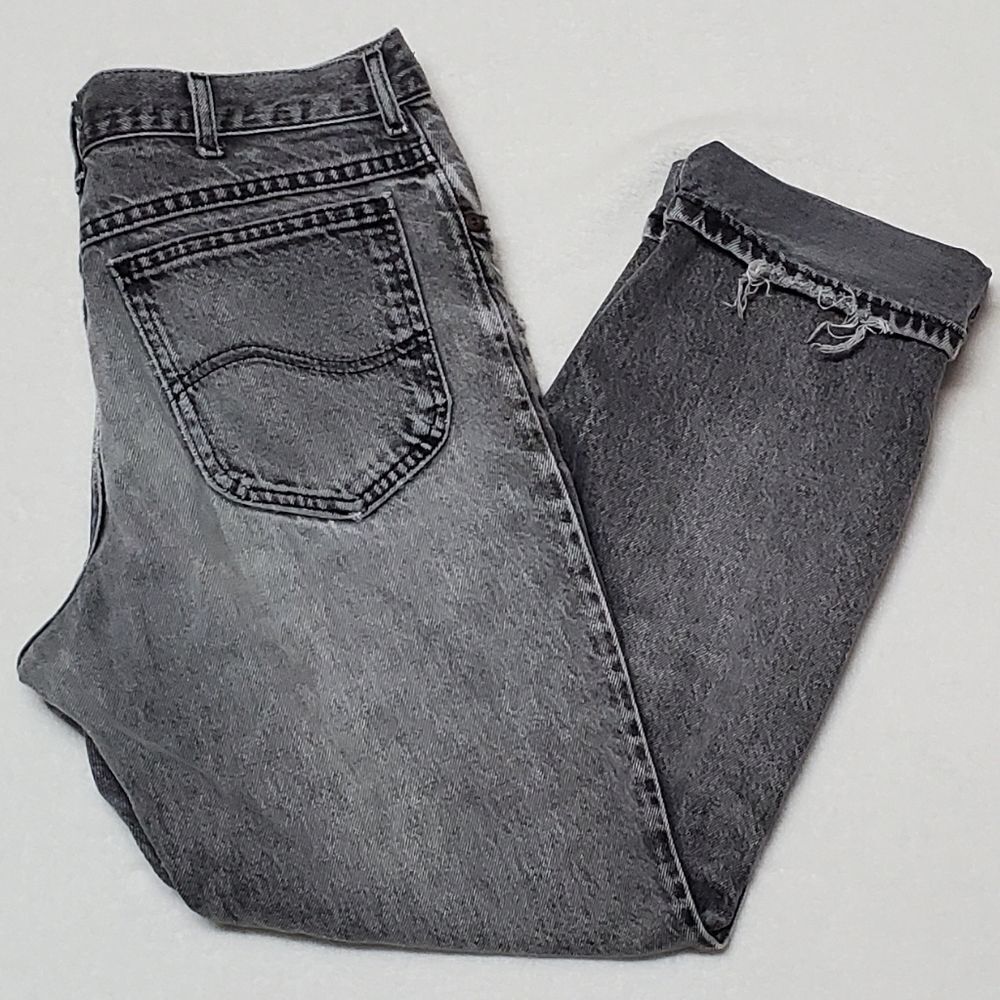 𝅺VINTAGE Black Distressed Lee Jeans Union Made Grunge